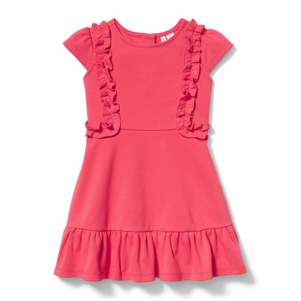 NWT Janie and Jack Ruffle Ponte Dress - Vibrant Coral - Size 4